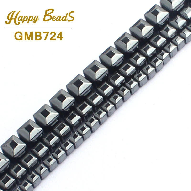 

Natural Black Hematite Stone Beads High quality Suqare Shape Cube Hematite Bead For Jewelry Making Diy Bracelet 15inches 3/4/6mm