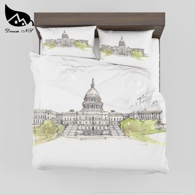 Dream NS Hand-painted Architecture wind bedding set European famous building attractions building Quilt cover Super soft Bed Set