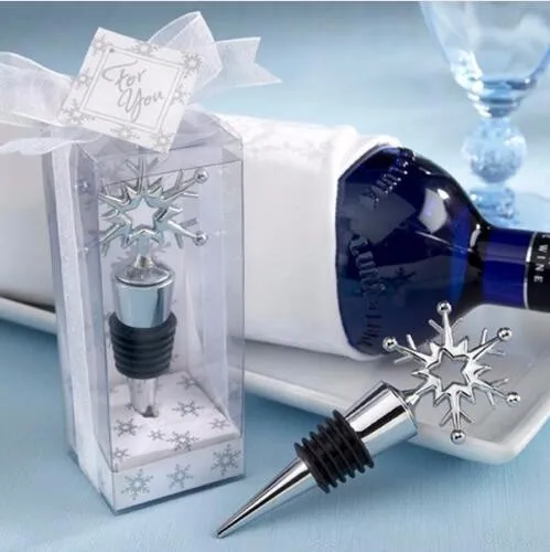 fast shipping 50pcs/lot Wedding  Snowflake shape Wine Bottle Stopper