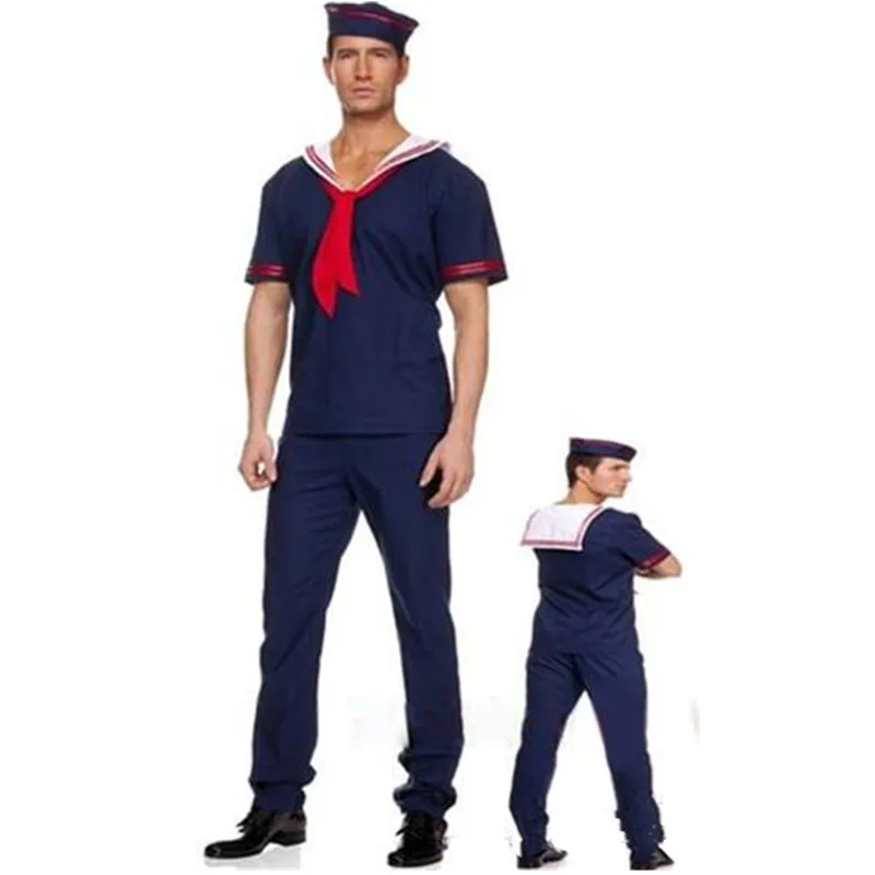 Adultos traje da marinha masculino marinheiro cosplay trajes halloween festa fantasia vestido decoração