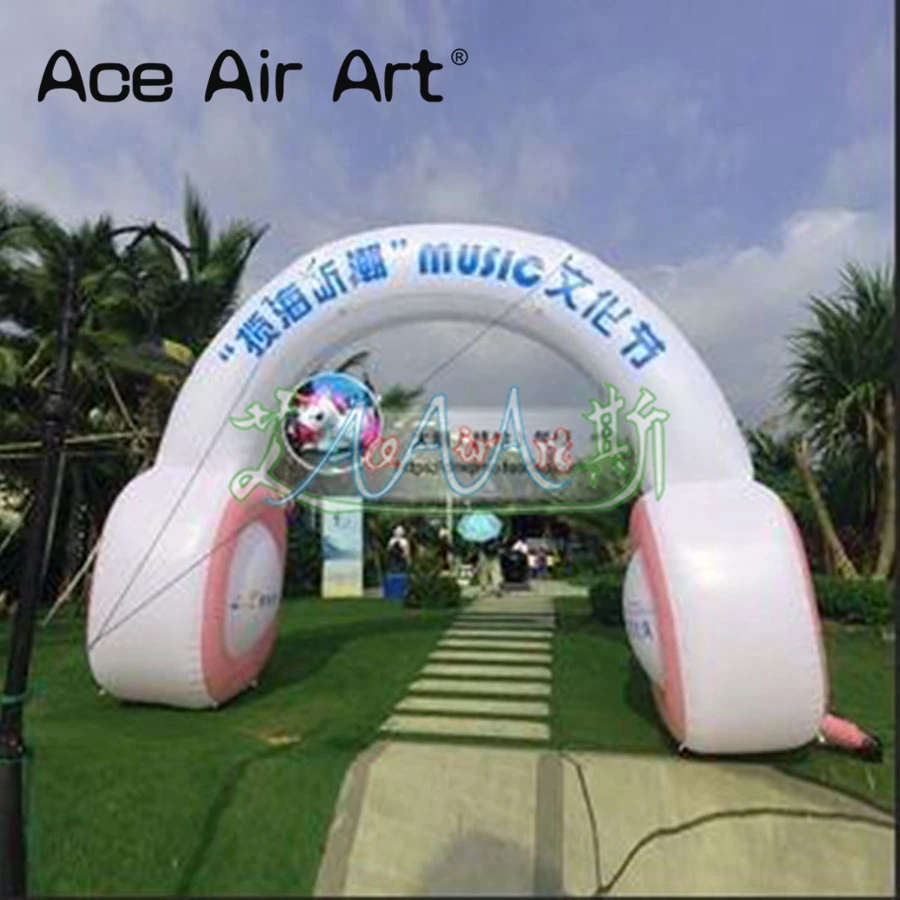 Hot Promotional Music Festival Inflatable Air Blown Music Headphone Arch  For Vocal Concert