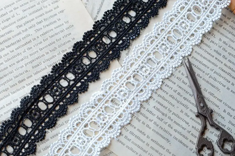 Lace accessories Black and white and dichromatic bilateral garment accessories water soluble lace, 3.5 cm wide