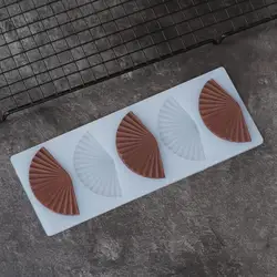 Fan Shape Silicone Mold Cake Decorating Tools Wavy Fan Shape Chocolate Transfer Sheet Baking Stencil Chablon