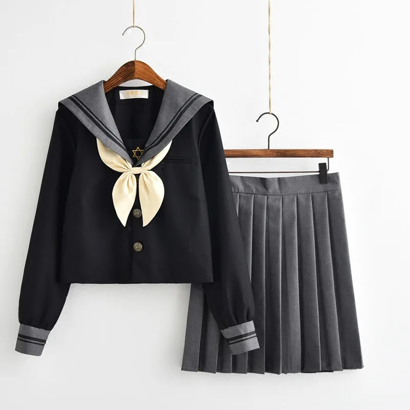 Neuankömmling Japanisch JK setzt Schuluniform Mädchen Sakura bestickt Herbst High School Frauen Neuheit Seemann Anzüge Uniformen xxl