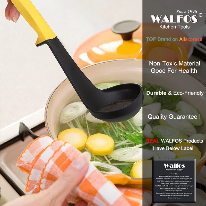 WALFOS 7 Pcs Utensil Set-Cooking Utensil Set  NonStick Nylon Kitchen Utensil Set Cooking Spoon Kitchen Turner Spatula Soup Ladle