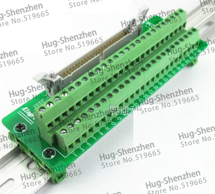 IDC50P IDC 50 Pin Male Connector to 50P Terminal Block Breakout Board Adapter PLC Relay Terminals DIN Rail Mounting--3pcs/lot