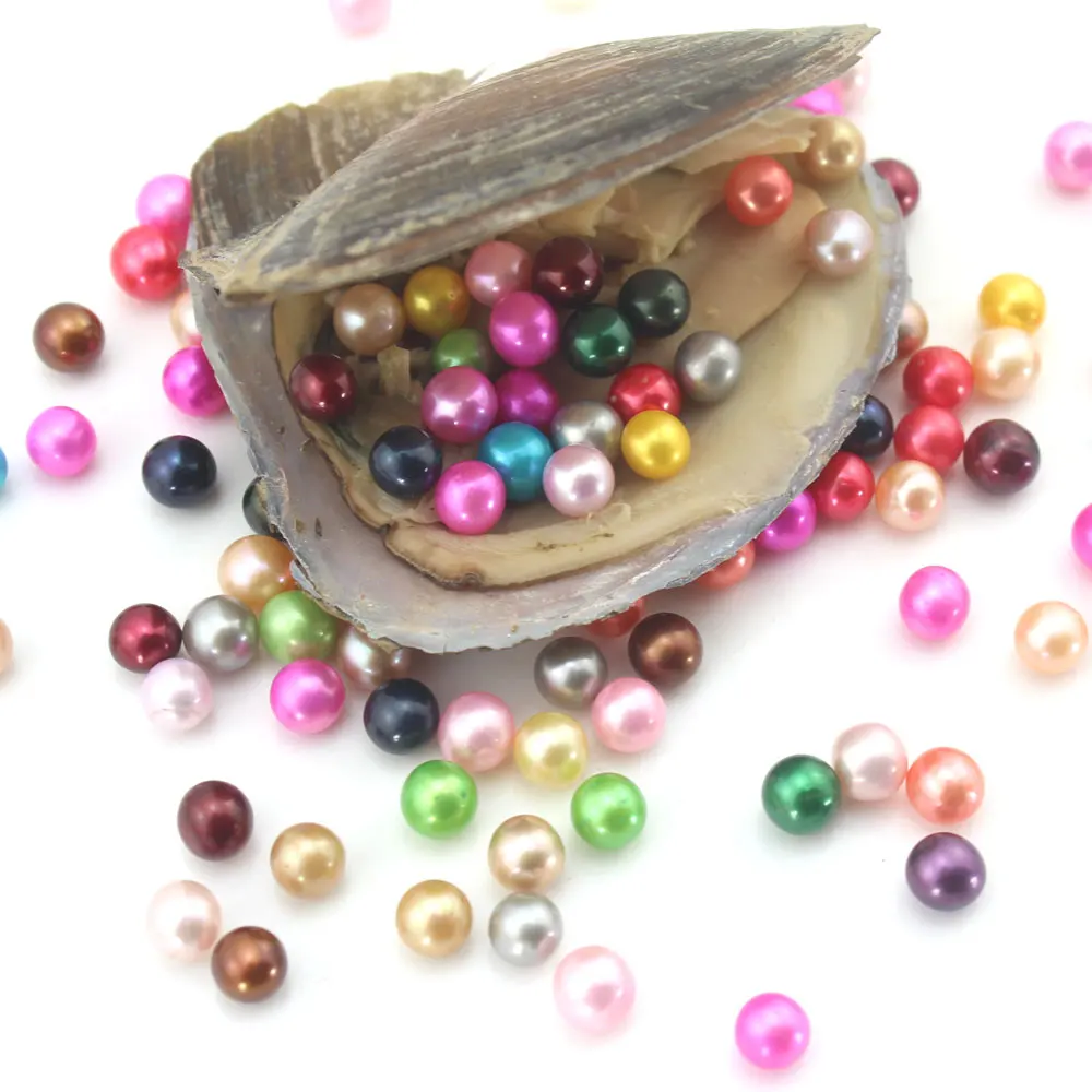 

HOT!50pcs/lot High Quality Pearl Freshwater Cultured Pearl Oysters 28colors Round pearls For Party Gift Jewelry Making DIY P0044