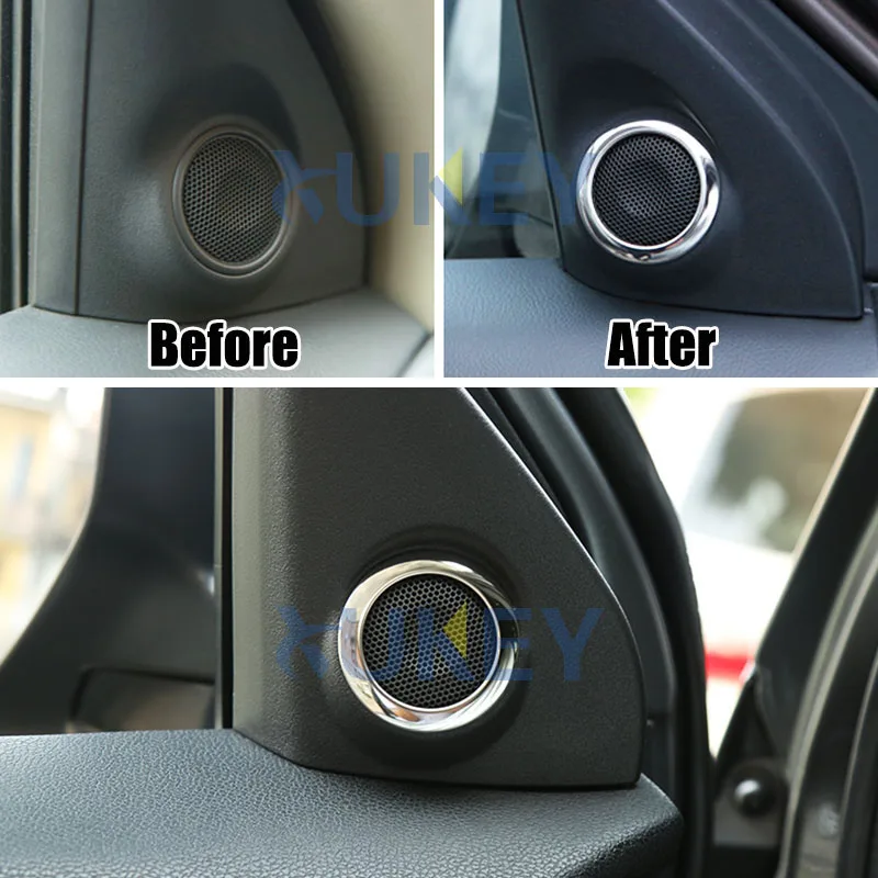 For Mitsubishi Outlander Sport Asx Rvr Chrome a Pillar Inner Stereo Speaker Cover Trim Ring Collar 2013 2014 2015 2016 2017