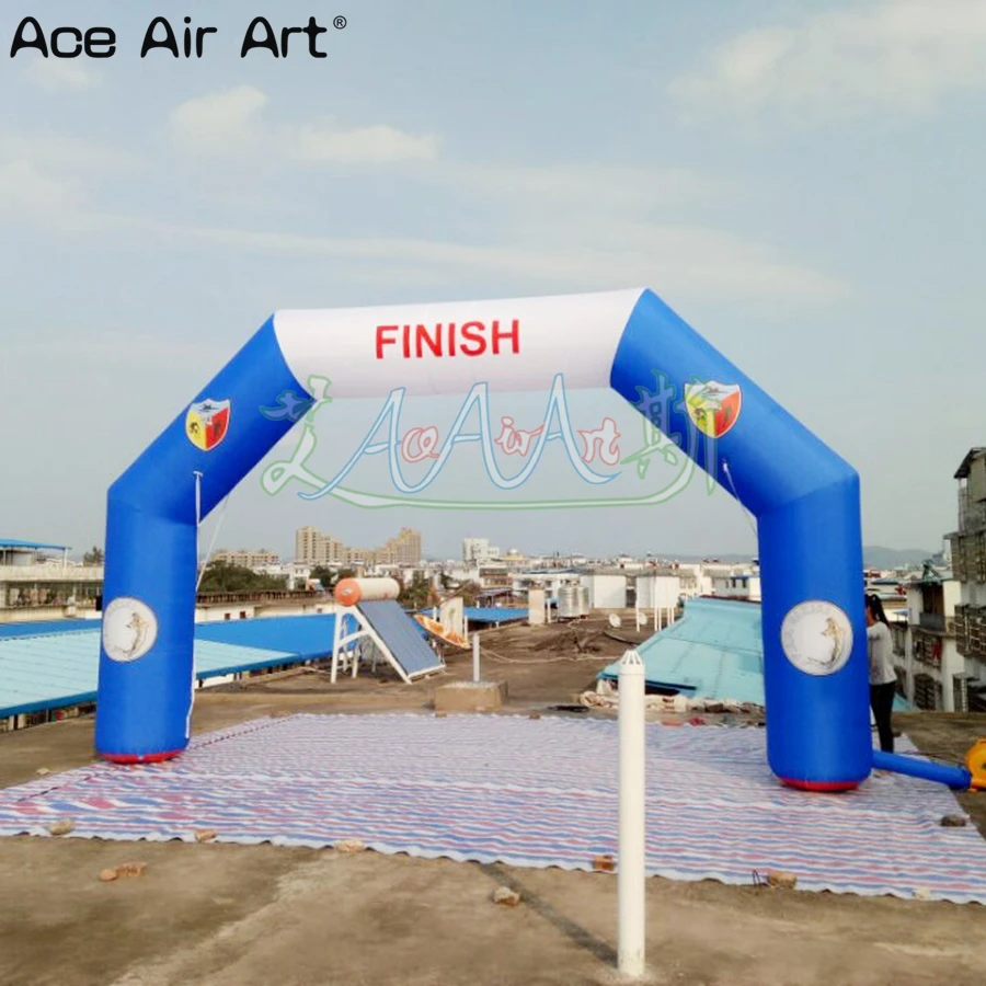 Blue White Square Inflatable Arch Athletic Sport Gantry Archway with Prints for Triathlon by Ace Air Art