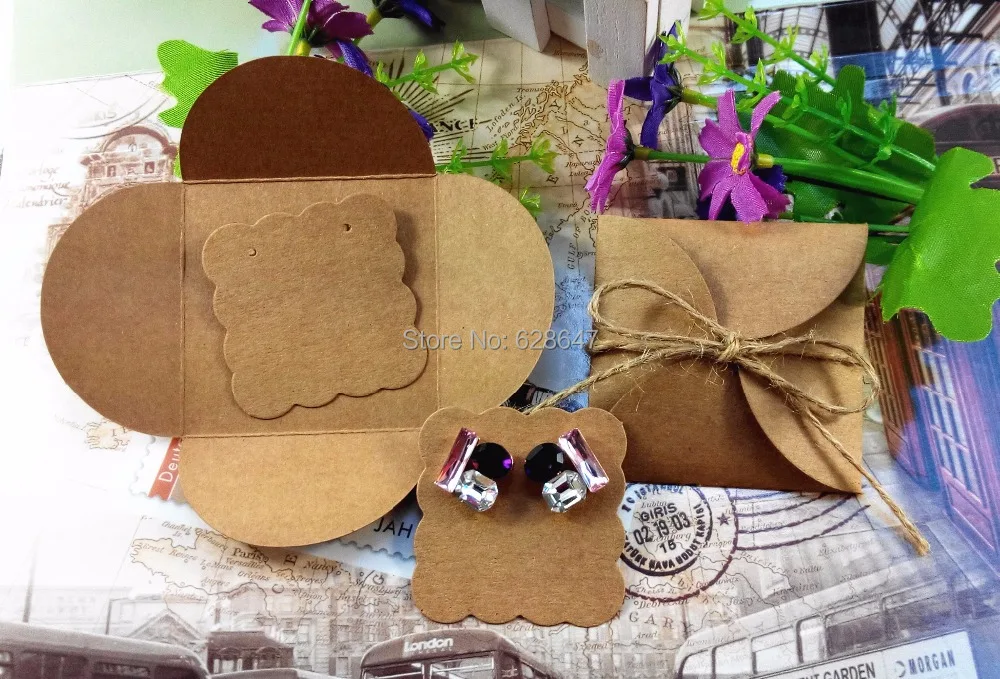 

DIY kraft jewelry paper cards gift cards earring packing and Earring cards Cover & Earring Cards Hand Made Earring packing