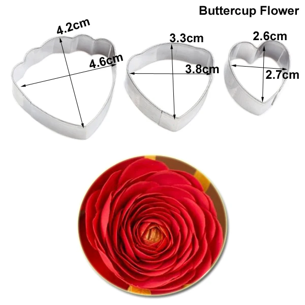 5PCS Buttercup Flower Veiner &Cutter Silicone Mould Cake Decorating Tools ,Sugarcraft Mold Fondant Gumpaste Candy Mold CS283