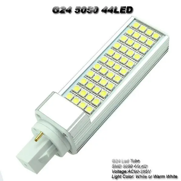 10pcs / lot G24 LED pl 9W Saving Light Horizontal pl-c Plug Lamp SMD5050 g24d Light Bulb AC 85V-265V 110V 220V 230V