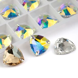 AAAA Quality Crystal AB 12mm 16mm 22mm Sew on Stone Glass Bottom Cut Surface Rhinestone Sewn Glass Rhinestones