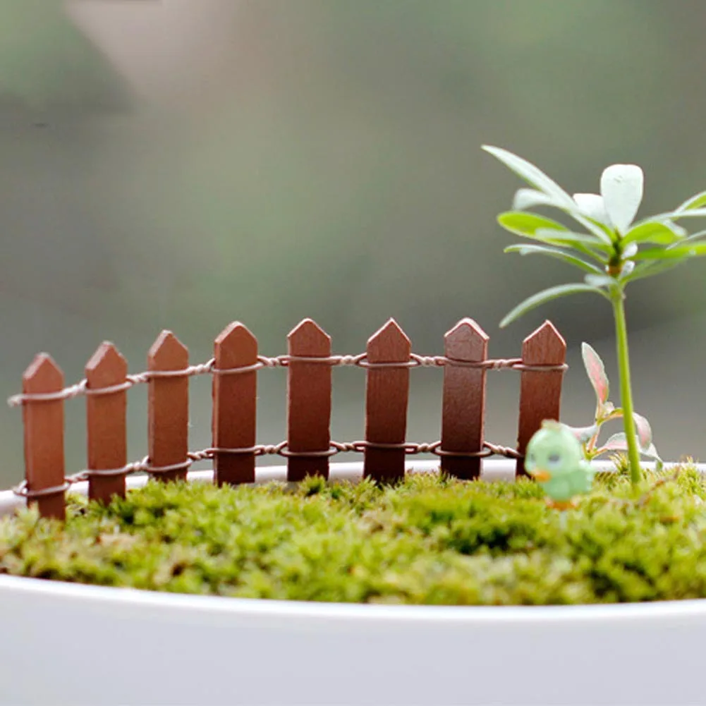 1Pcs Miniature Mini Wood Fence DIY Fairy Garden Micro Dollhouse Plant Pot Decor Bonsai Terrarium Ornament DIY Miniature Garden