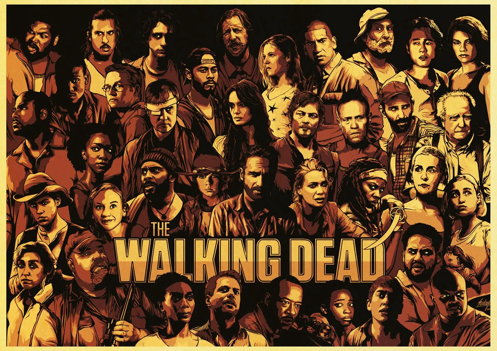 American TV Series The Walking Dead Retro Poster Good Quality Wall Posters and Prints Home Room Art Painitng Wall sticker