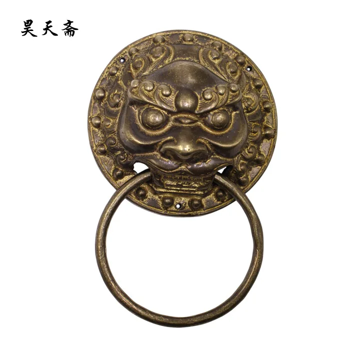 [Haotian vegetarian] Ancient Chinese bronze animal head door knocker copper ring handle copper door handle lion paragraph