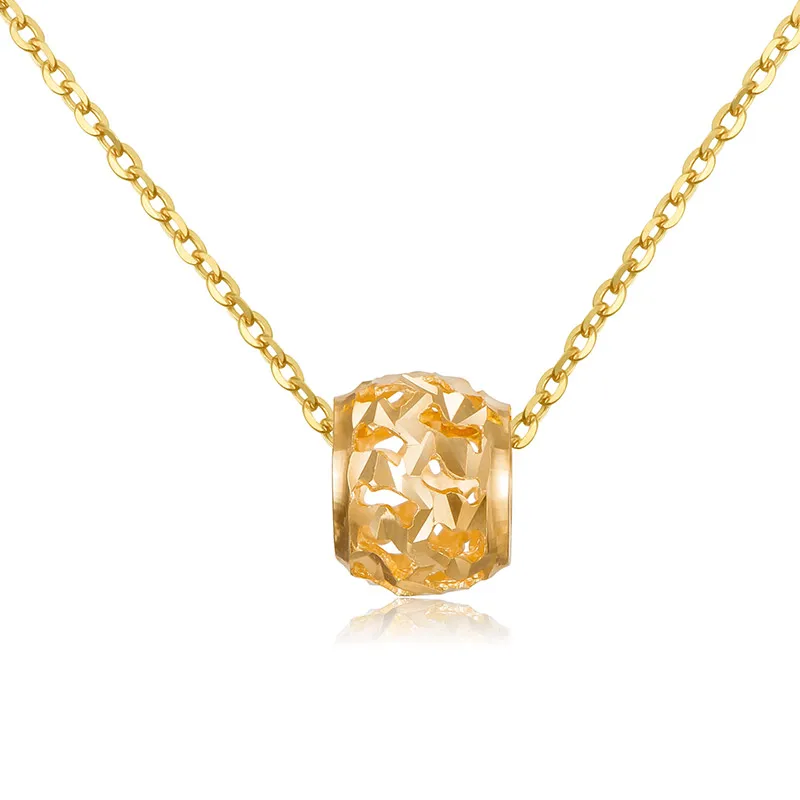

New AU750 18K Yellow Gold Pendant Women Hollow 7MM Ball Necklace Pendant P6264