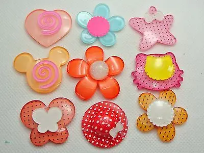 15 Assorted Resin Flower Hat Butterfly Cabochon For Scrapbook Hair Bow DIY Craft