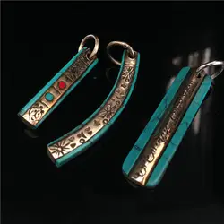 TBP124 Tibet Mantras Amulet Copper Inlaid Stone Bar Pendants for Male