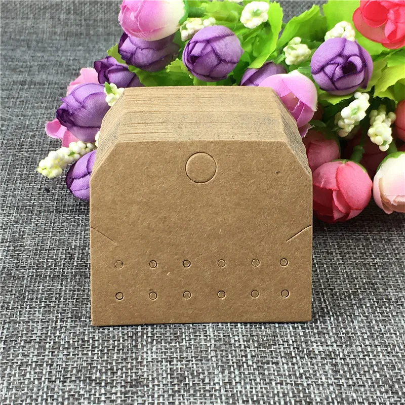 50Pcs/Lot Brown Kraft Paper Earrings Card Necklace Bracelet Display Packaging Card With Earrings Hole Necklace Card Slot 5x6cm