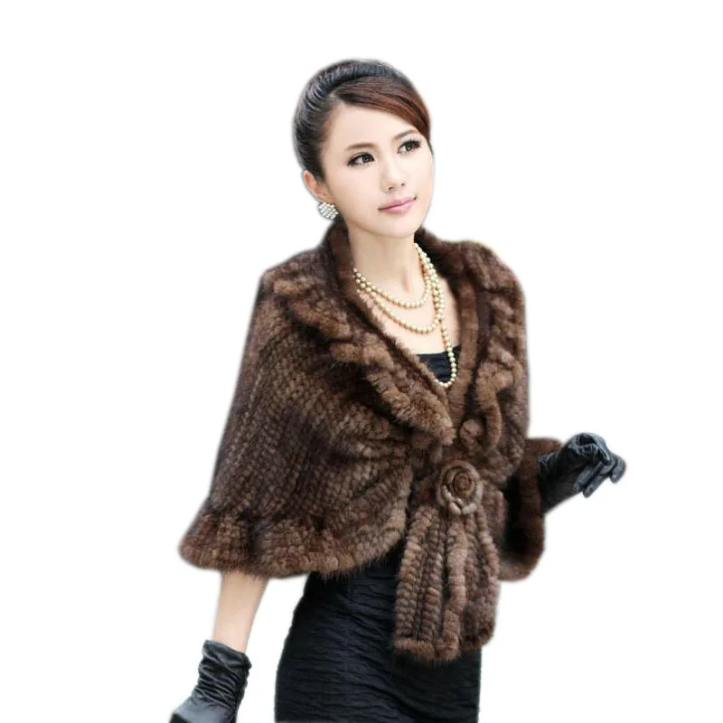 

2017 mink hair knitted cape marten overcoat fur coat a-0046