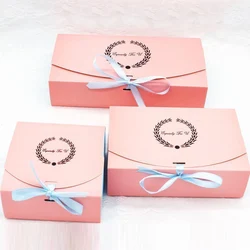 20Pcs kraft paper box Wedding party garland Ribbon Pink cupcake Cookies candy box Maccaron Floral Gilding gift packaging bag
