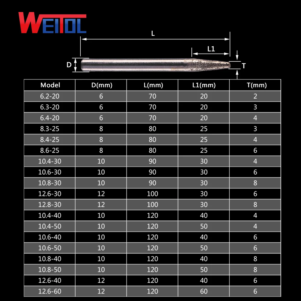 Weitol 6/8/10/12mm shank stone engraving bits Sintered stone carving tools diamond router bits CNC milling cutter