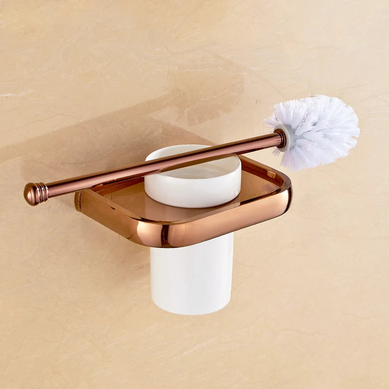 Bathroom Accessories Set Solid Brass Tissue Rack Towel Bar/Rack Toilet Brush Holder Corner Shelves Bath Hardware Set Rose Gold