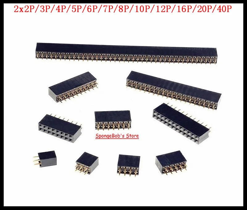 5-20pcs/Lot Pin Connector 2 x 8P / 10P / 12P / 16P / 20P / 40P Double Row Pin Female Header Socket Pitch 2.54mm