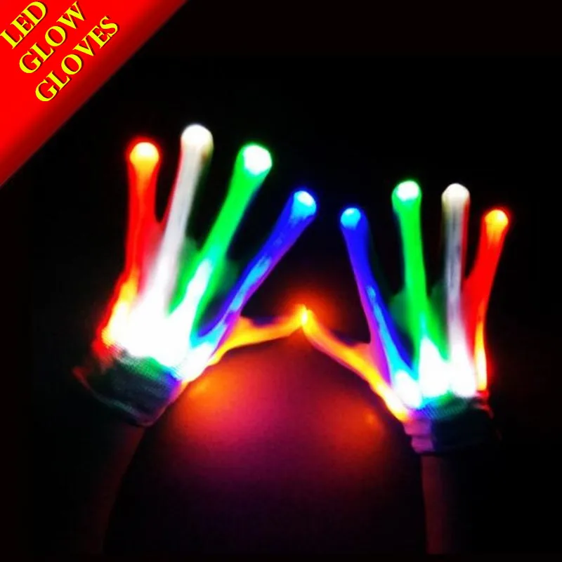 5 คู่ฮาโลวีนคอสเพลย์ Rave LED Luminous ถุงมือที่มีสีสันถักถุงมือนิ้วมือกระพริบ Unisex Skeleton ถุงมือ