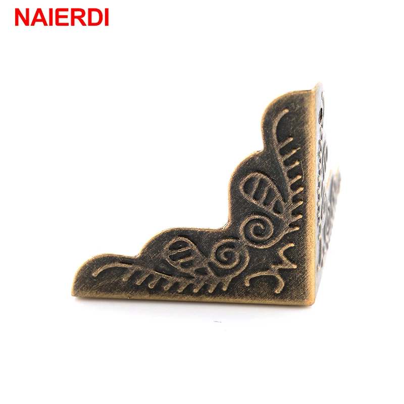 NAIERDI 30PCS Luggage Case Box Corners Brackets For Furniture Decorative Triangle Rattan Carved Decorative Corner Protector