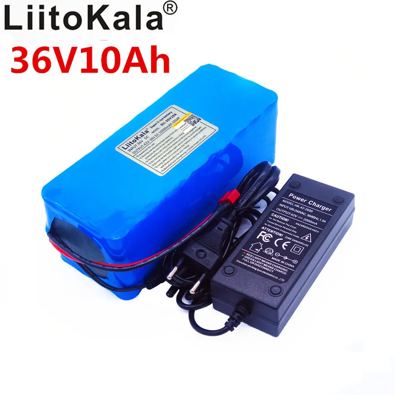 

LiitoKala New 36v 42 lithium battery 10ah lithium ion battery 18650V 10000 mAh 10s4p bms large capacity electric bicycle charger