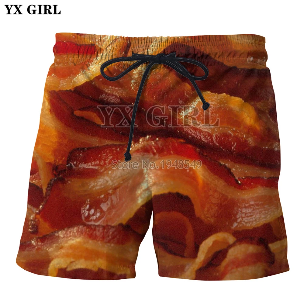 YX GIRL Drop shipping 2018 Summer New Fashion Mens shorts delicious food Burger/Pizza/Beef Printed Cool Casual Shorts