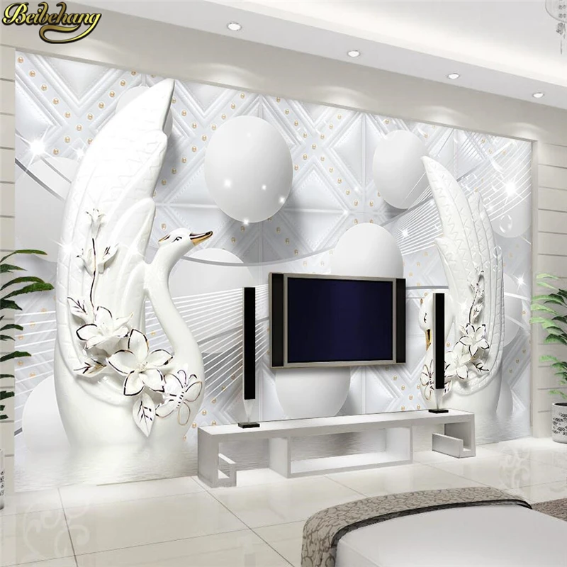 

Beibehang роскошный Европейский белый лебедь мягкий пакет 3d мяч ТВ настенный фон пользовательские фото обои большая роспись Настенная Наклейка