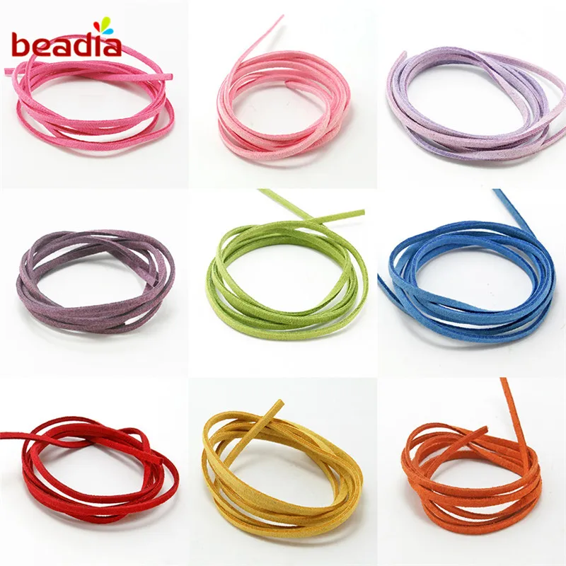 4m/bag Multicolor Flat Faux Suede Korean Velvet Leather Beading Cord Strape Thread DIY Bracelet Jewelry Tassel Earrings Crafts