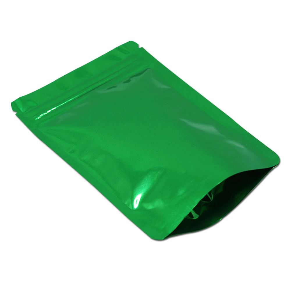 100Pcs/lot Green Stand Up Aluminum Foil Zip lock Packing Bag Mylar Foil Heat Seal Gifts Retails Storage Zipper Package Pouch