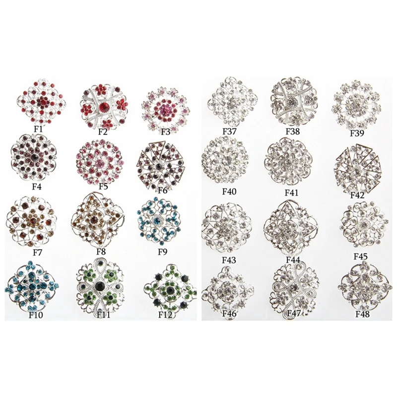 

24PCS Clear Crystal Rhinestones Brooches For Women Wedding Bridal Gold Plated Brooch Pins For DIY Wedding Bouquet Kits