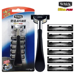 1 razor + 6 blade Set Original Schick Ultra PLUS Razor Blades Man Shaver Face Hair Styling Beard Shaving Unit