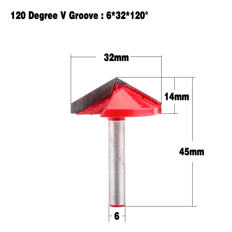 1pc 6mm V Groove Router Bits CNC Engraving Milling Cutter 60-150 Degree Woodworking Carving Knife Tungsten Carbide Cutting Tool