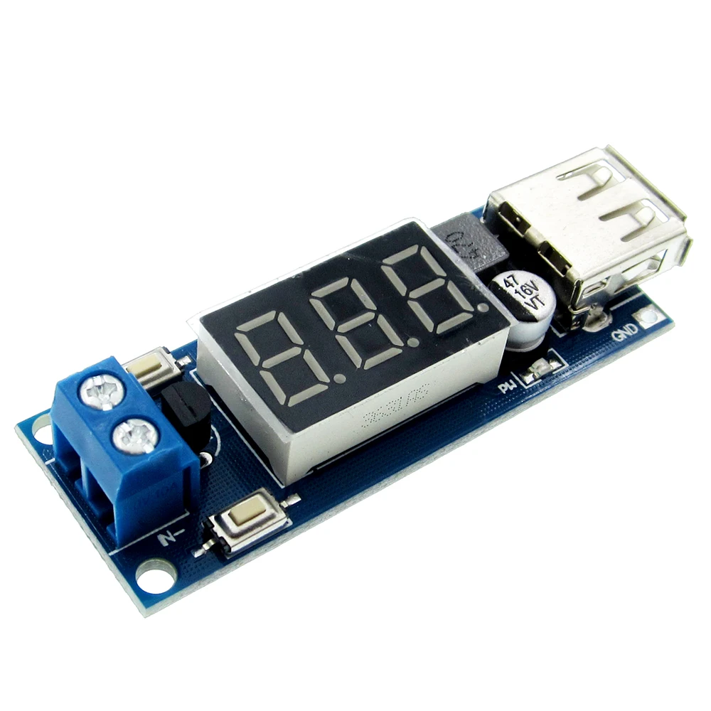 

5PCS DC 4.5-40V To 5V 2A USB Charger LED Step-down Buck Converter Voltmeter Module Low Power Automatic Protection