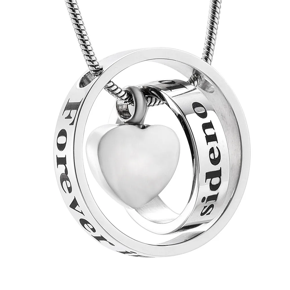 

Memorial Jewelry Double Circle Heart Charms Cremation Jewelry - Forever In My Heart,No Longer By My Side