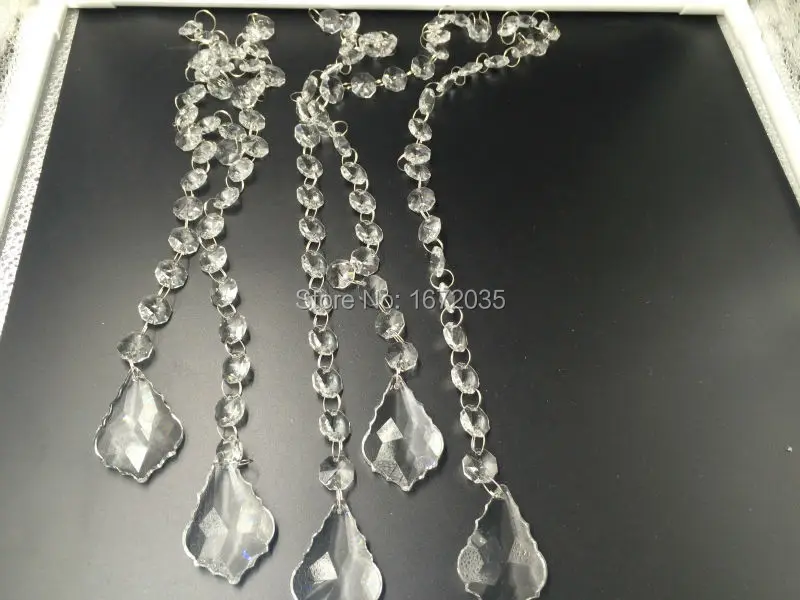 5pcs  50mm Transparent K9 Crystal Maple Leaf Shape With 14mm Clear Octagon Bead Crystal Prism Drop Prism Pendant Hanging Pendant