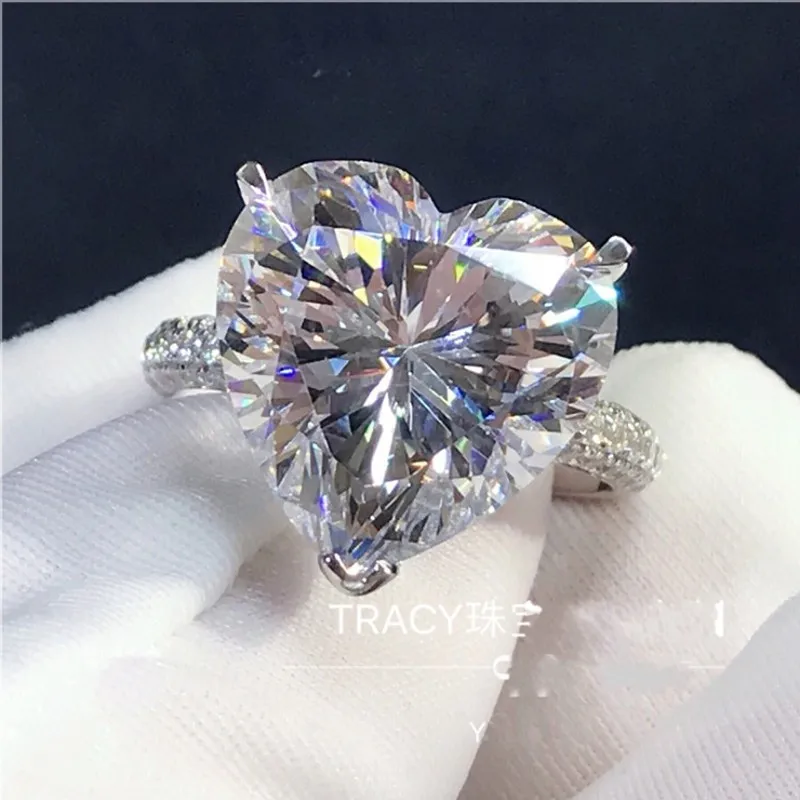 

Heart shape Promise ring 925 Sterling Silver 10mm AAAAA Sona cz Wedding Band Rings for women Bridal Statement Party Jewelry