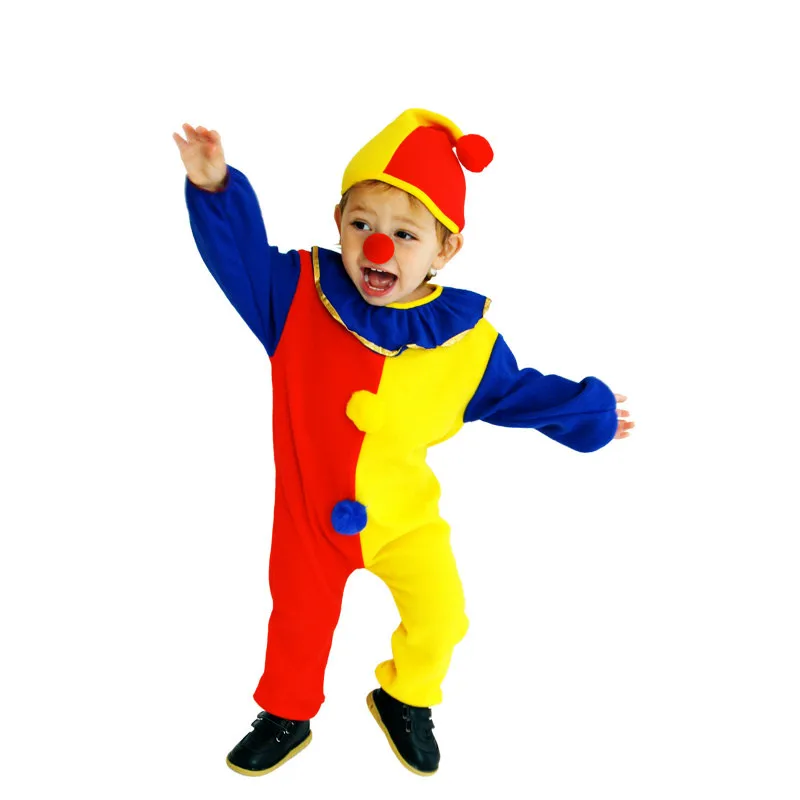 かわいいピエロの衣装子供男の子女の子ハロウィンクリスマスカーニバルファンシードレス子供のための仮装コスプレ服 S-0001