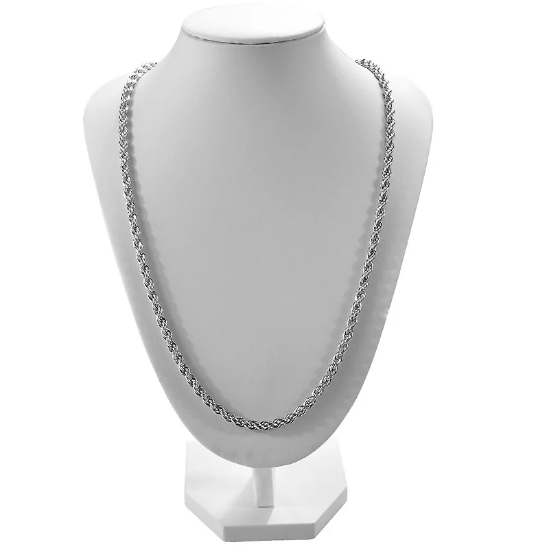 10 Stück, 2–4 mm, silberfarbene, gedrehte Kettenglieder-Halsketten mit Prägung, Großhandelsartikel, modischer Schmuck für Damen und Herren, Accessoires. – Detail 6