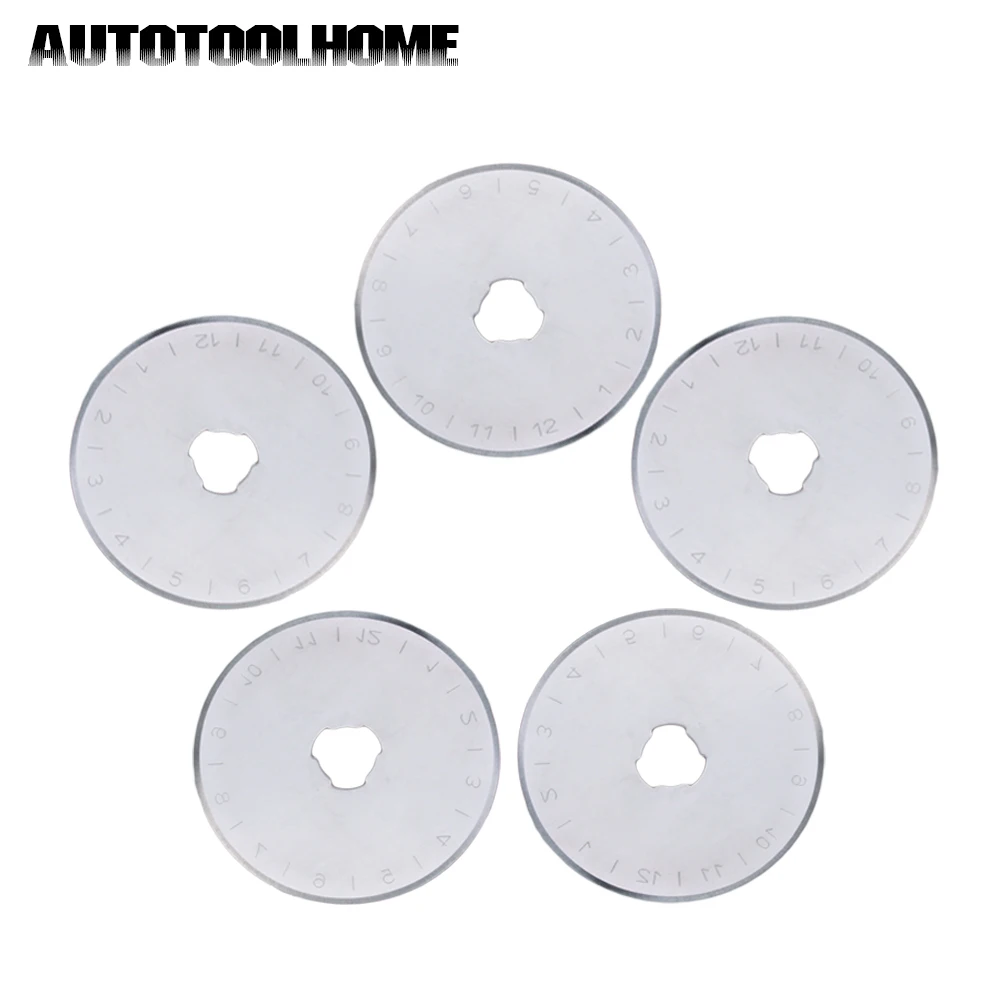 Autotolhome-شفرات دوارة 45 مللي متر ، قماش مرقع ، قاطع دائري فولاذي ، خياطة اللحف ، يناسب Olfa Fiskars ، 5 قطعة