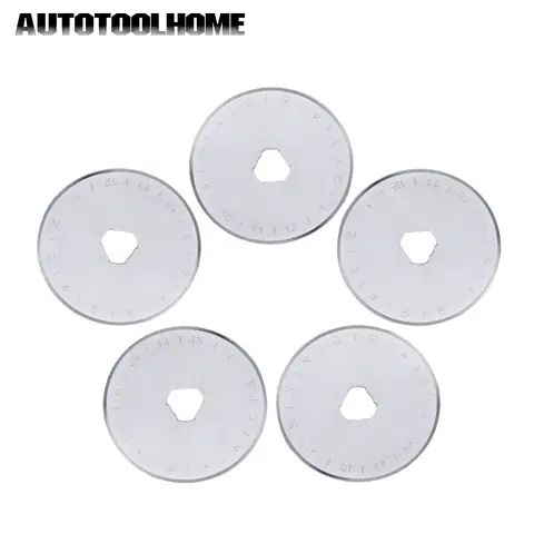 AUTOTOOLHOME 5pcs 45mm Rotary Blades Patchwork Fabric Leather Craft Steel Circular Cutter Sewing Quilting fits Olfa Fiskars