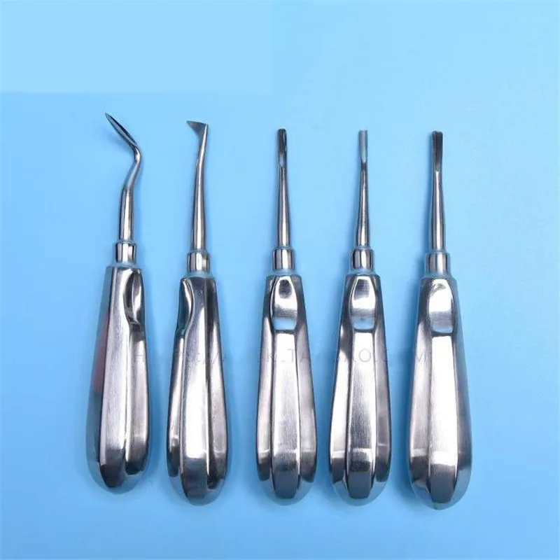 10pcs Tooth Extracting Forceps Dental Elevator Teeth Extraction Stainless Steel Curved Root Lift Elevator Pliers Surgical Tool