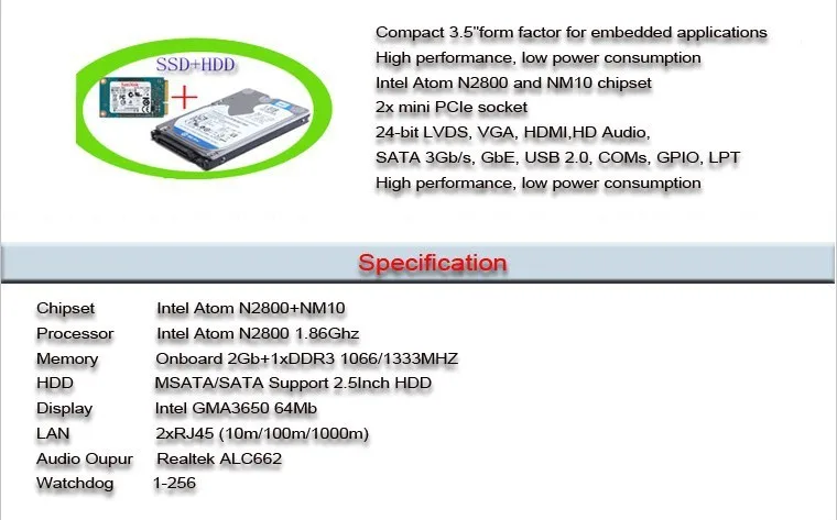 Onboard RAM 3.5 Inch industrial Mainboard With 2*Mini Pcie