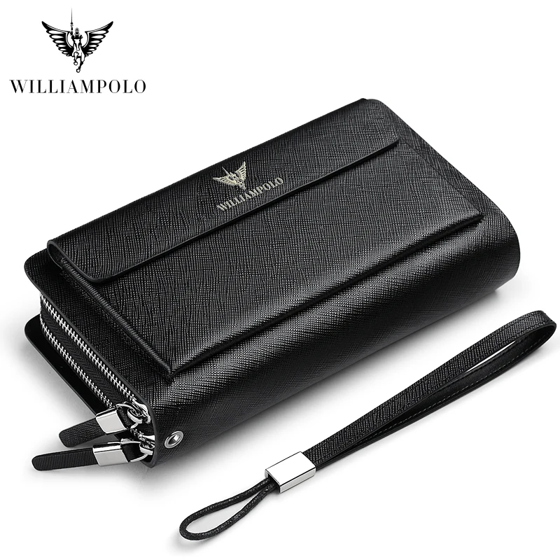 WILLIAMPOLO Leather Fashion Clutch Bag iPhone 8 Holder Portemonnee Men Wallet 21 Card Holder Wallet PL312